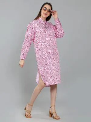 Bloom Pink Printed Boyfriend Shirt